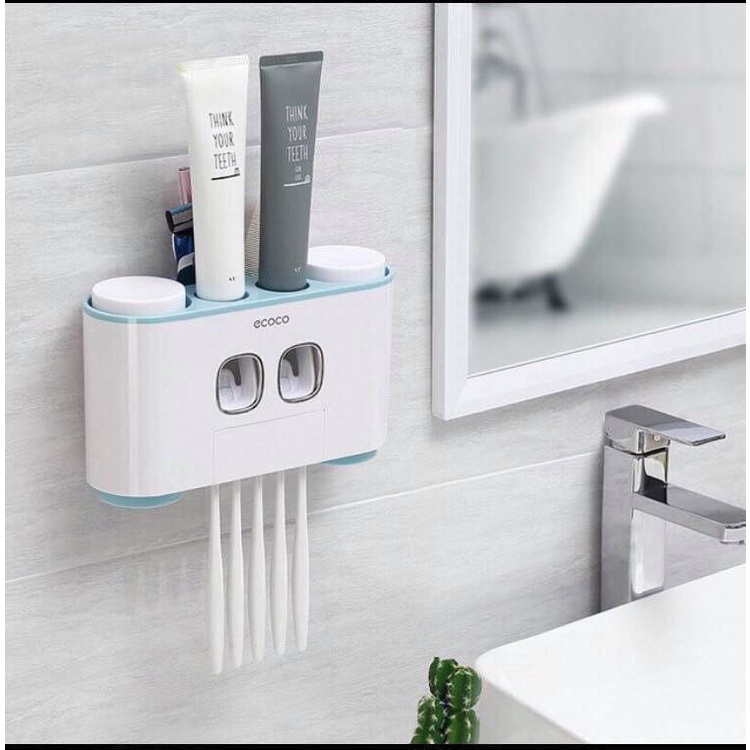 Ecoco automatic toothpaste dispenser without wall drilling, with 4 cups ...