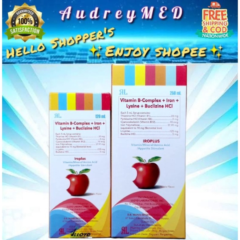 Iroplus Vitamin + iron + Lysine + Buclizine HCI 120mL / 250mL