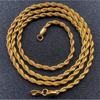 18K Real Gold Plated Rope Chain, 4mm Twist Chain Necklace for Men Women 24 inch, Adult Unisex, Size: One Size