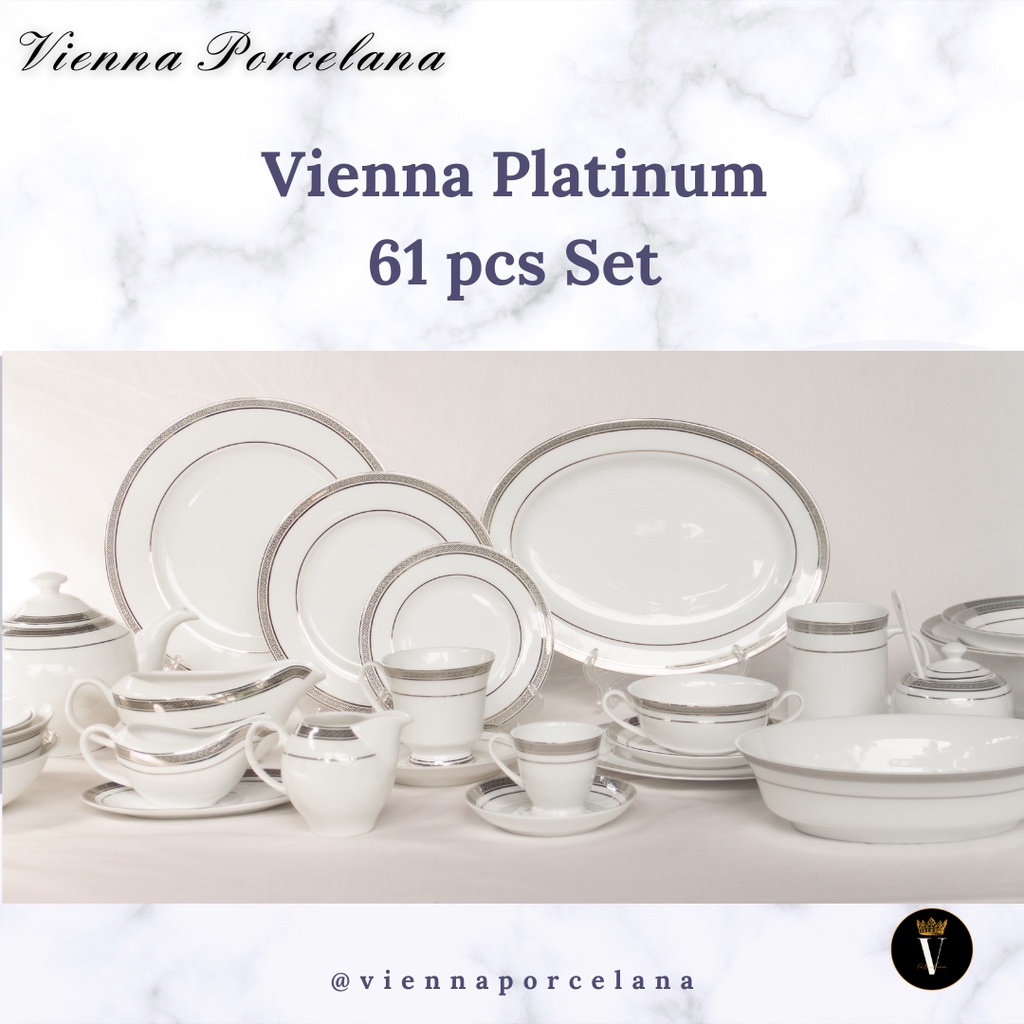 61 pcs Vienna Platinum Set Dinnerware Luxury Porcelain Shopee Philippines