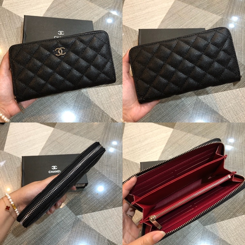 C-C Long Wallet Trifold Zipper Mirror Copy W/Box | Shopee Philippines