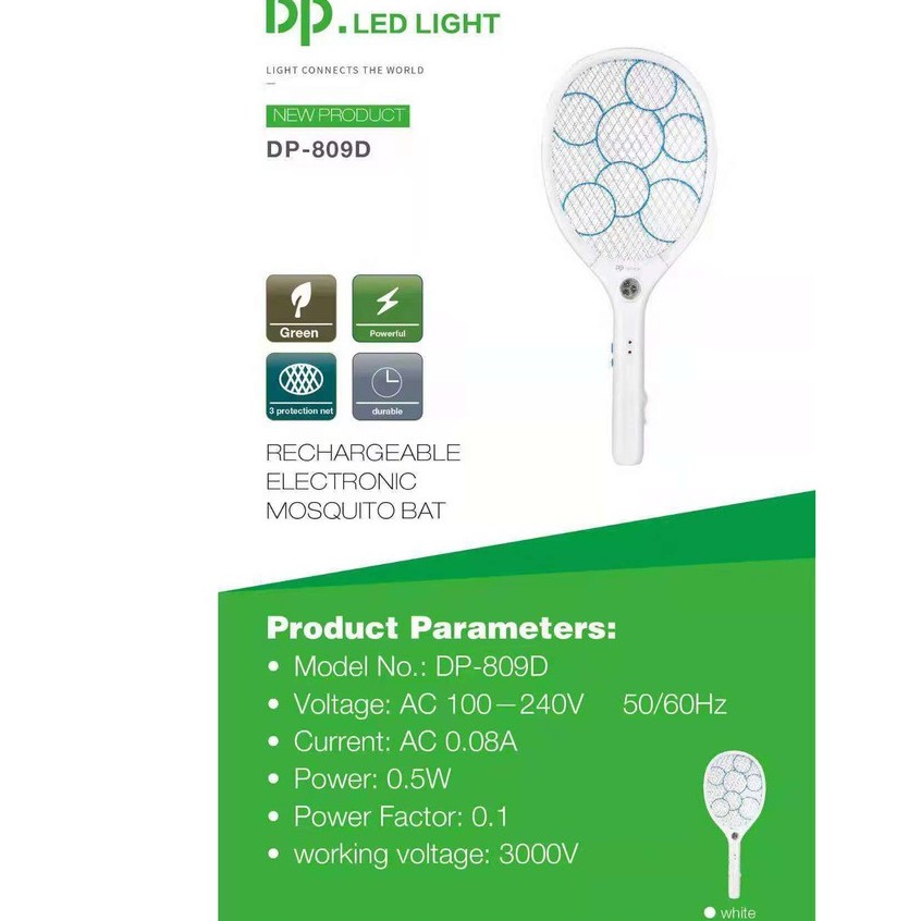 HS Rechargeable Electronic Mosquito Bat Swatter LED LIGHT D.P Light