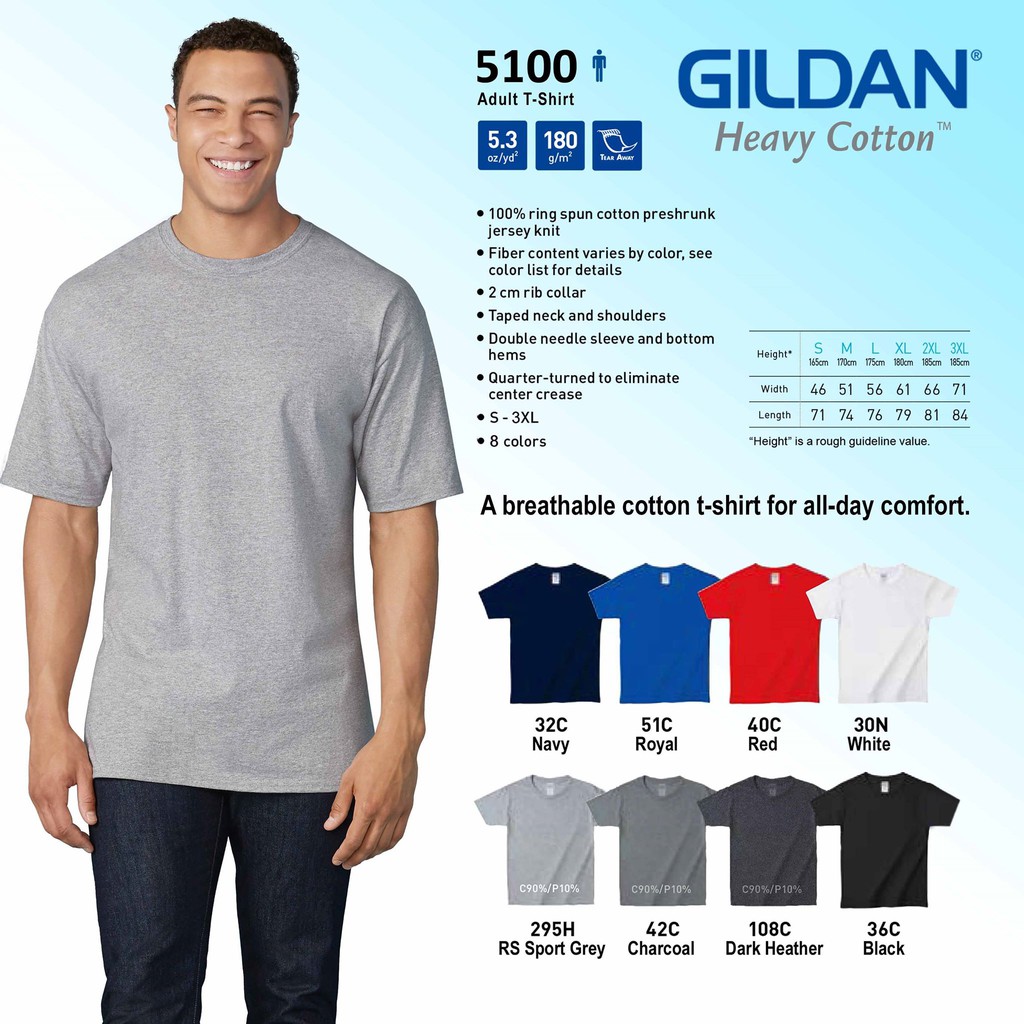 GILDAN HEAVY COTTON T-SHIRT [5100] | Shopee Philippines