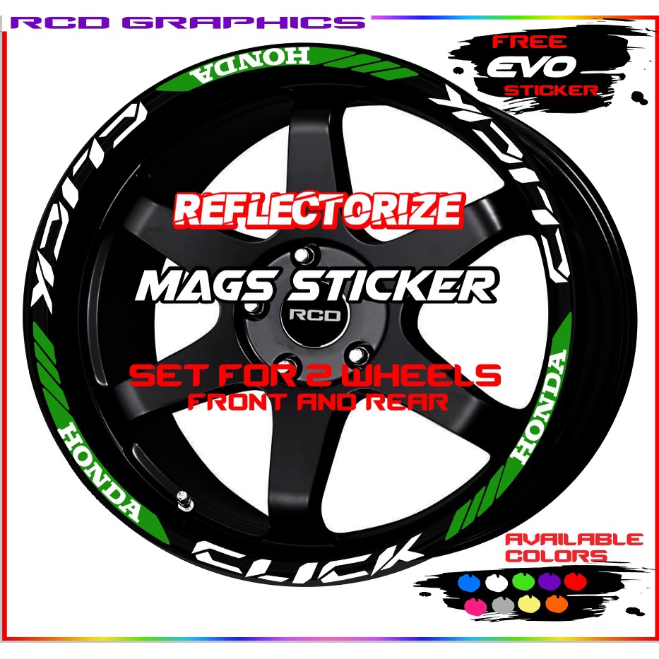 Honda click mags sticker Reflectorize fit all version set front and ...