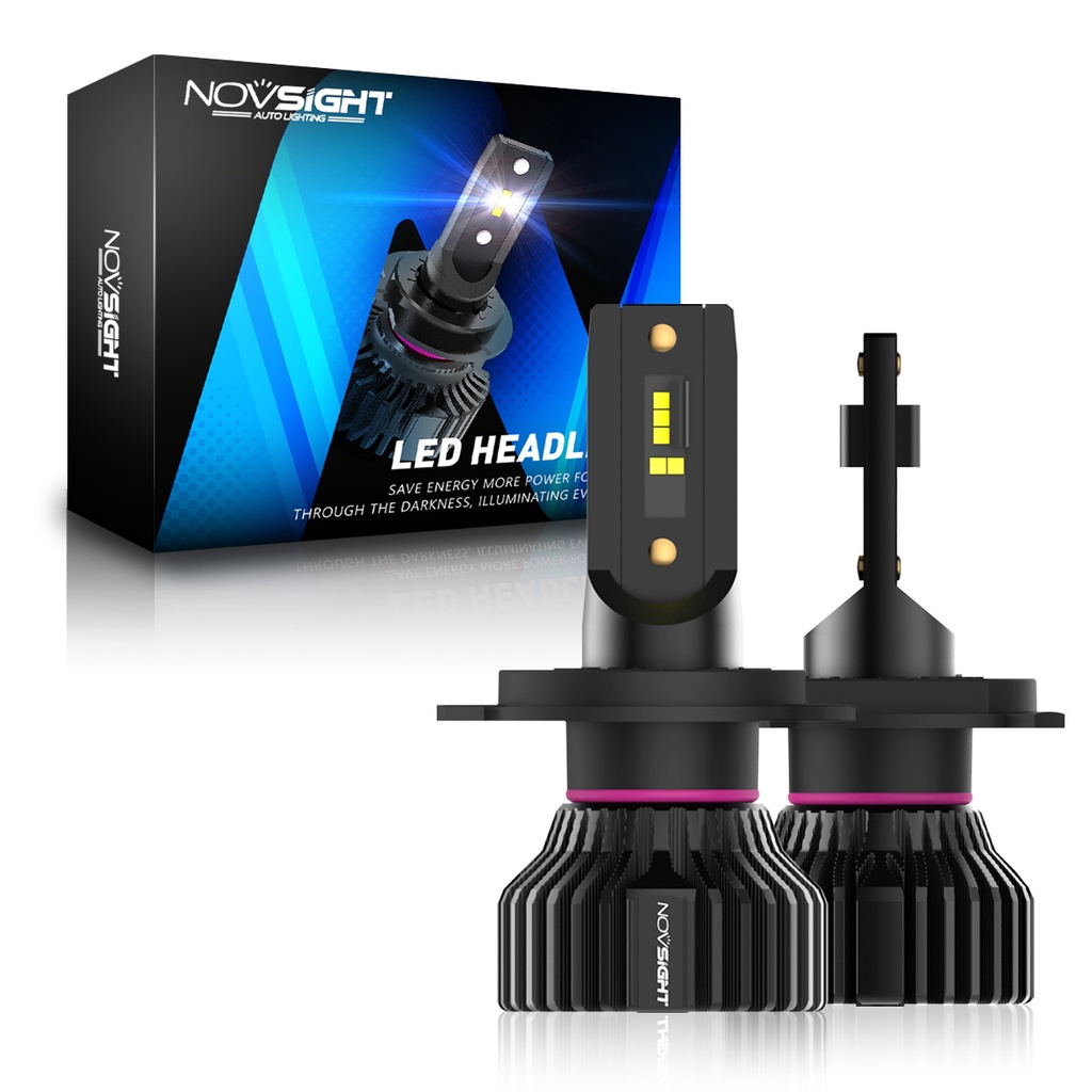 Novsight N31 H4 H7 Fanless Mini Car LED Headlight 10000LM 6500K 50W ...