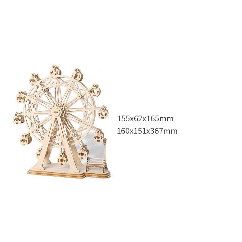 DIY 3D Wooden Puzzle Assembly Model Kits Toys for Children Kids Girls ...