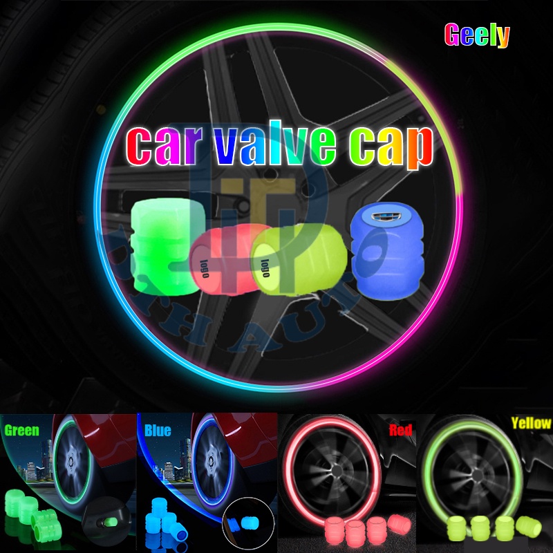 4 Colors Geely Luminous Stem Caps Car Tire Valve Cap Car Wheel Hub ...