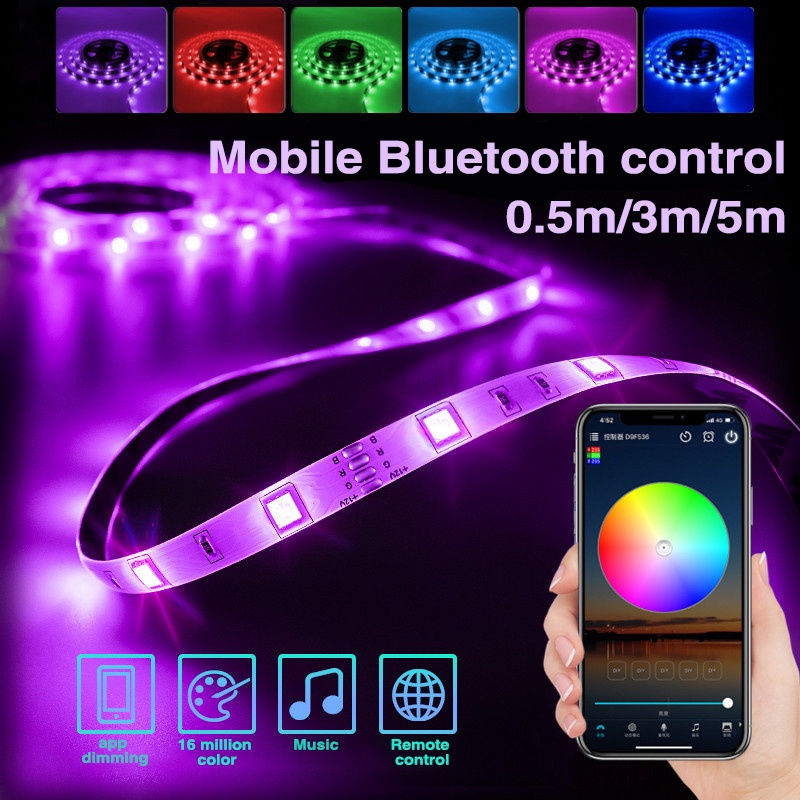 Bluetooth App Control DC 5V USB Christmas LED Strip Light RGB 0.5M 3M ...