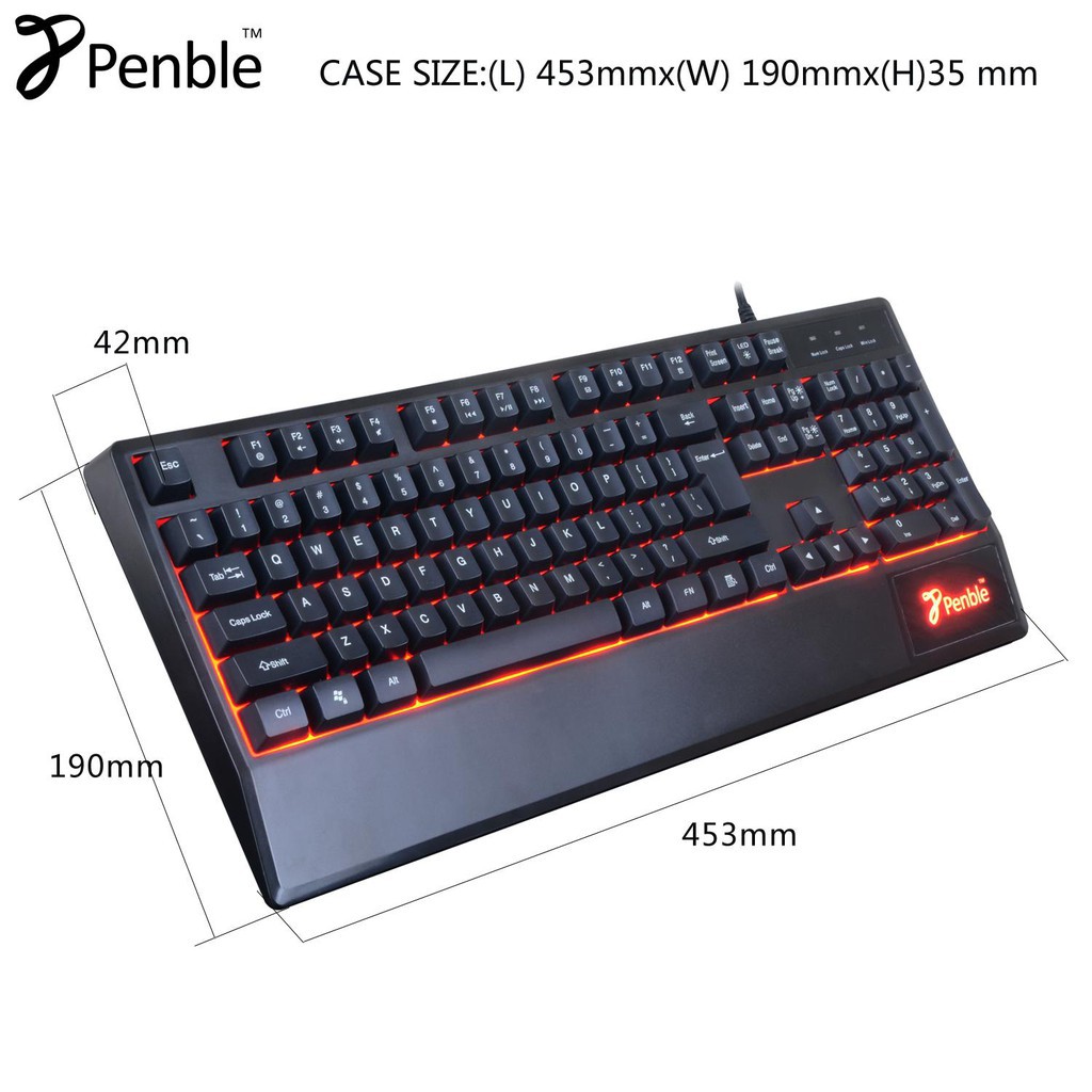 Penble PB-5000 USB Gaming Keyboard W/LED Backlight Red | Shopee Philippines