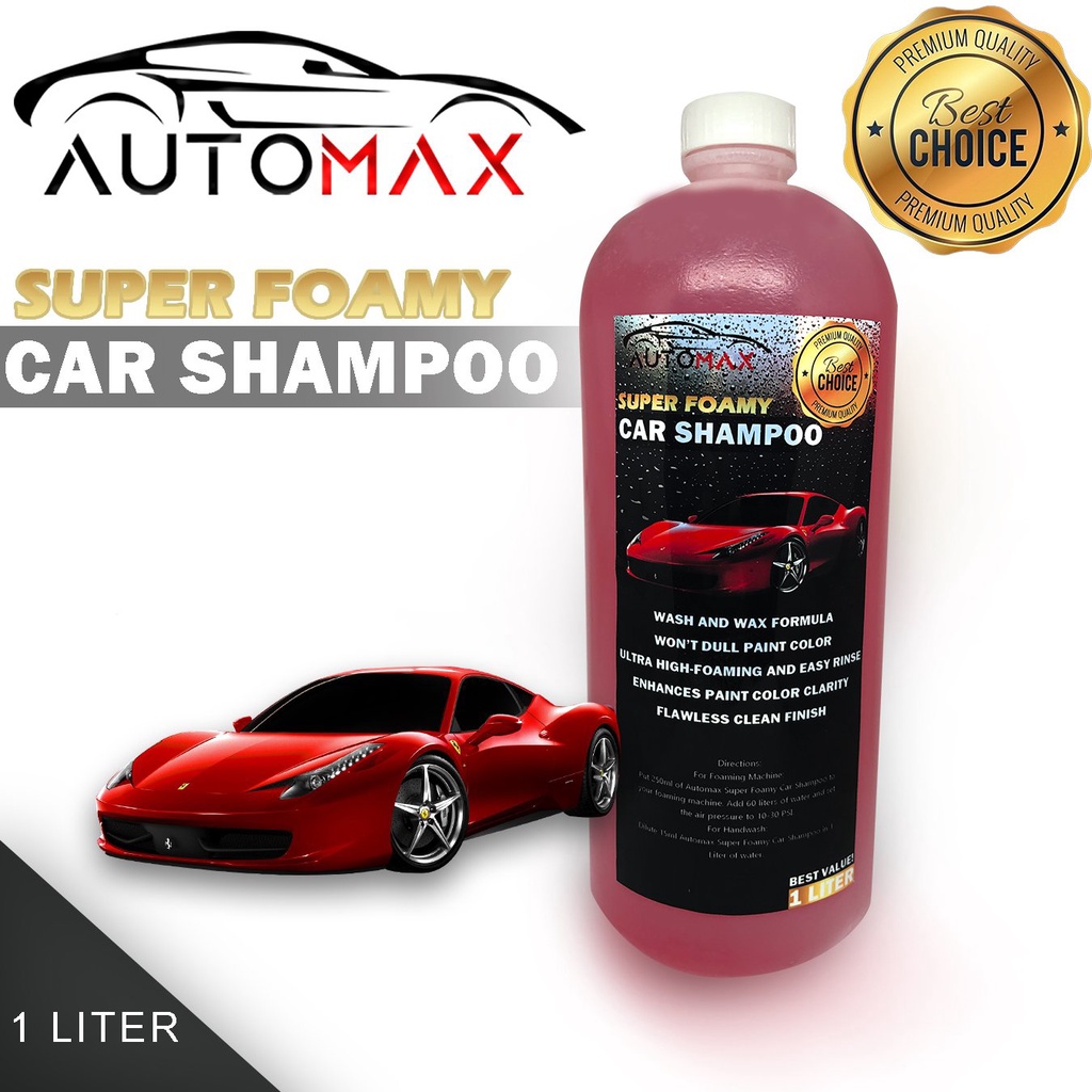 1L Original Automax Super Foamy Car Shampoo, Wash and Wax formula, best
