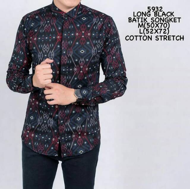 KEMEJA Fitinsize kenongo long hem shirt padi pekalongan ML KEREN bati ...