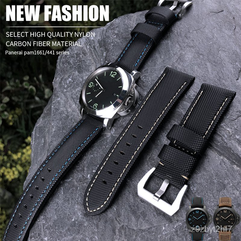 24mm High Quality Nylon Fabric Watch Band Fit For Panerai Black