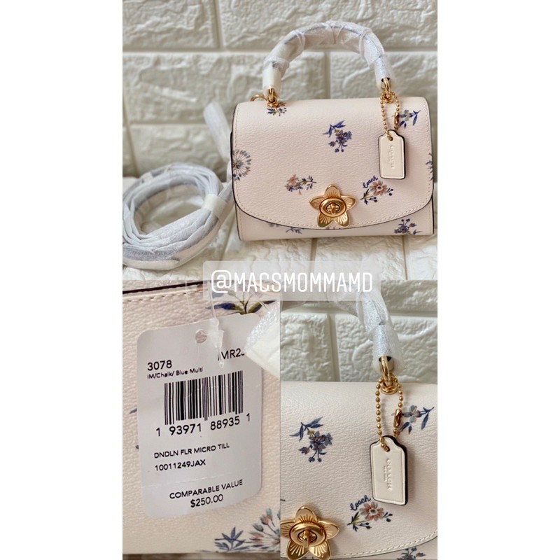 COACH Micro Tilly Top Handle with Dandelion Floral Print