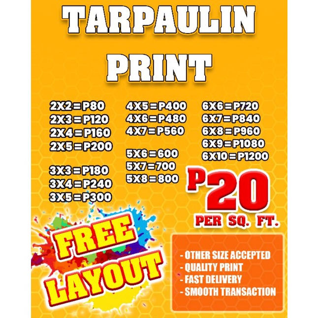 TARPAULIN PRINTING P20 per sq. ft Shopee Philippines
