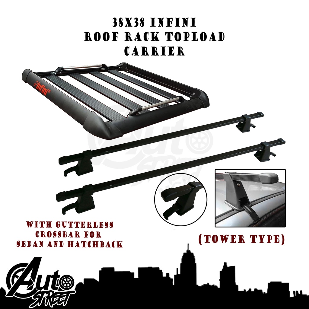 INFINI Roof Rack Topload Carrier 38x38 Aluminum for Sedan and Hatchback ...