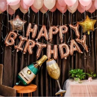 Black Gold Birthday Party Decorations&Balloons Arch Garland Kit(Gold Black  Silver)Happy Birthday Banner,Paper tassel,Champagne&Crown Foil  Balloons,Balloon decoration tools for Birthday Party Supplies 