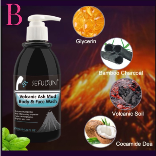 Volcanic Ash Mud Body & Face Wash Whitening Moisturizing Face and Body