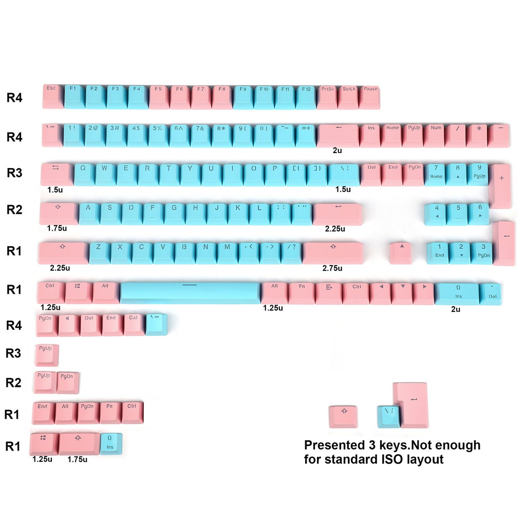 YMDK OEM 124 Key Shine Through ANSI Layout 61 68 84 96Double Shot ...
