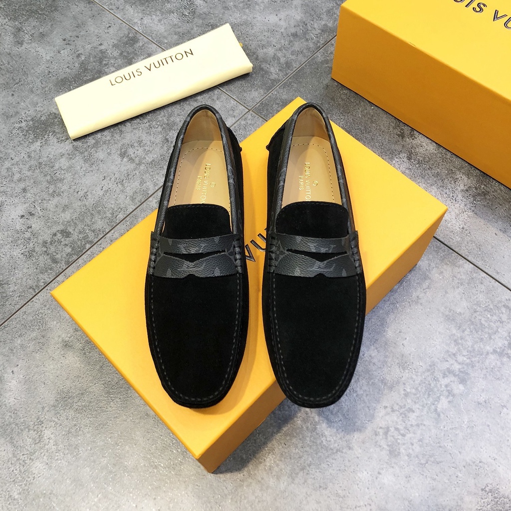 Original Louis Vuitton LV Black Loafer Shoes For Men | Shopee Philippines