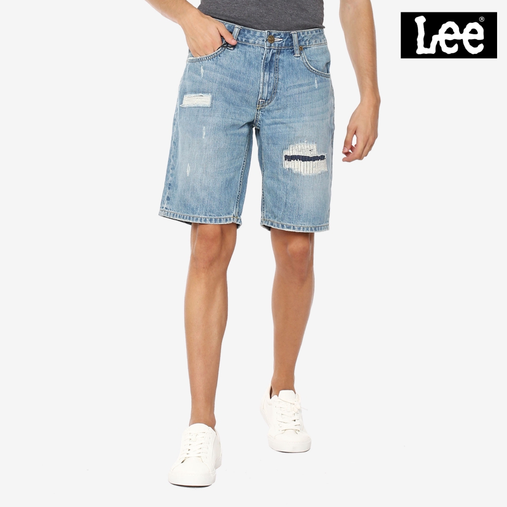 Lee Mens Denim Shorts Distressed Shopee Philippines