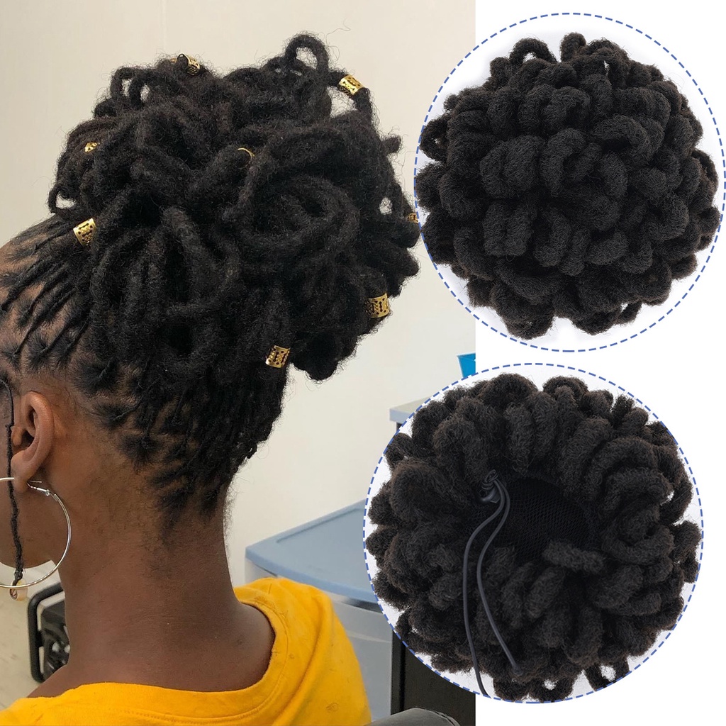 Synthetic Afro Puff Hair Bun Chignon Drawstring Ponytail Faux Pony Tail ...
