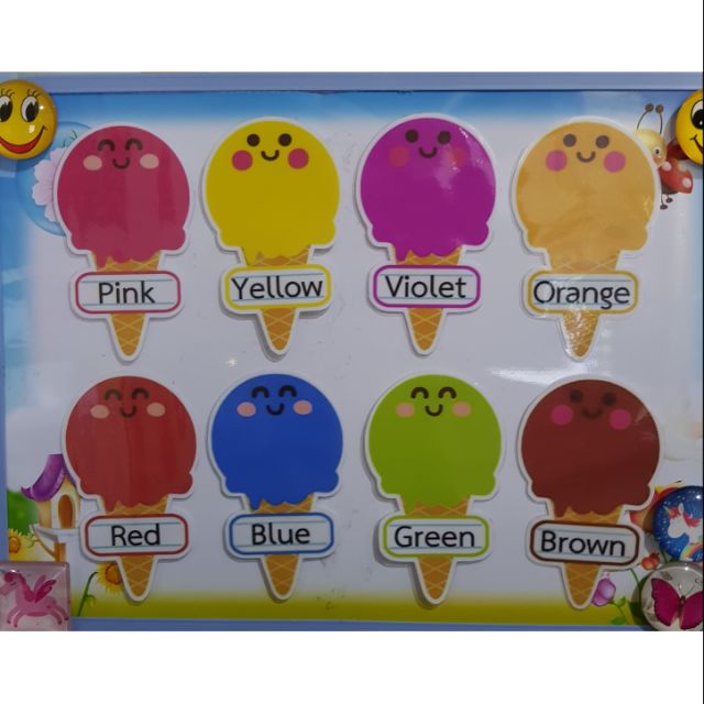 ESL Props - 8 Colored Ice cream visual aids (MAGNETIC OR VELCRO ...