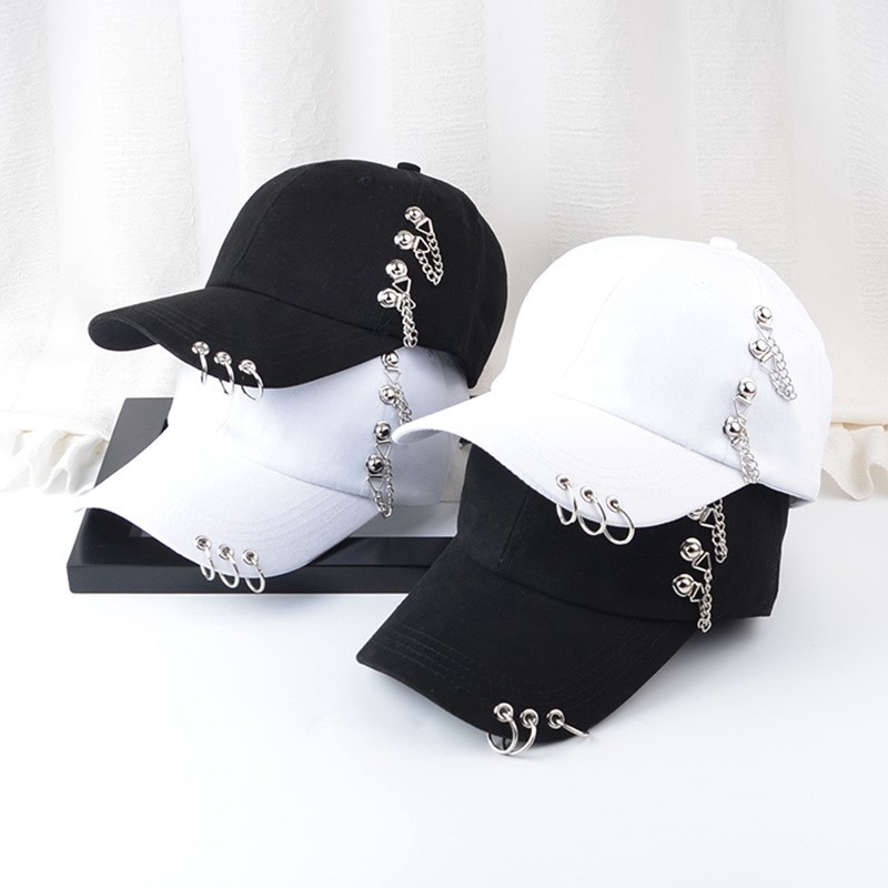 Metal Ring Iron Hoop Baseball Caps Adjustable Chain Hip Hop Cap Shade ...