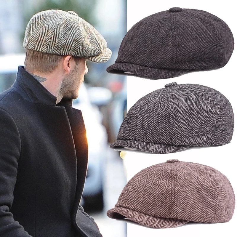 Fashion Men Retro Linen Newsboy Caps/ Vintage Casual Striped Beret ...