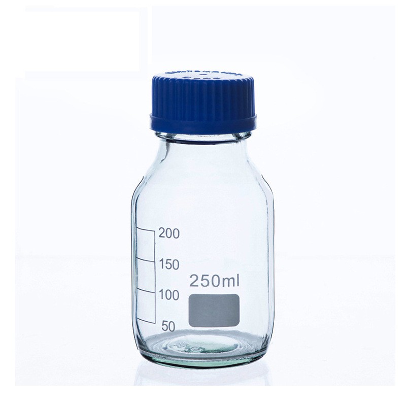 250ml Empty Glass Graduated Reagent Bottle with Blue Screw Cap Leak ...