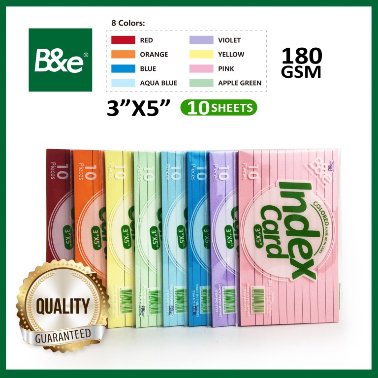 Bnesos Stationary School Supplies B&e Colored Index Card 3x5 10Sheets ...