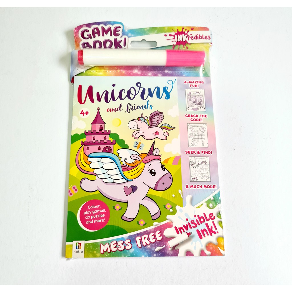 Activity and Game Book with Invisible Ink Pen for Children- Unicorn and ...