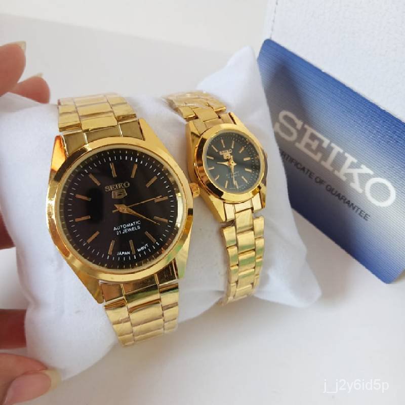 Couple Seiko 5 Automatic 21 Jewels Buy 1 Take 1 Gold Stainless Steel Watch For Women Original 2021 S