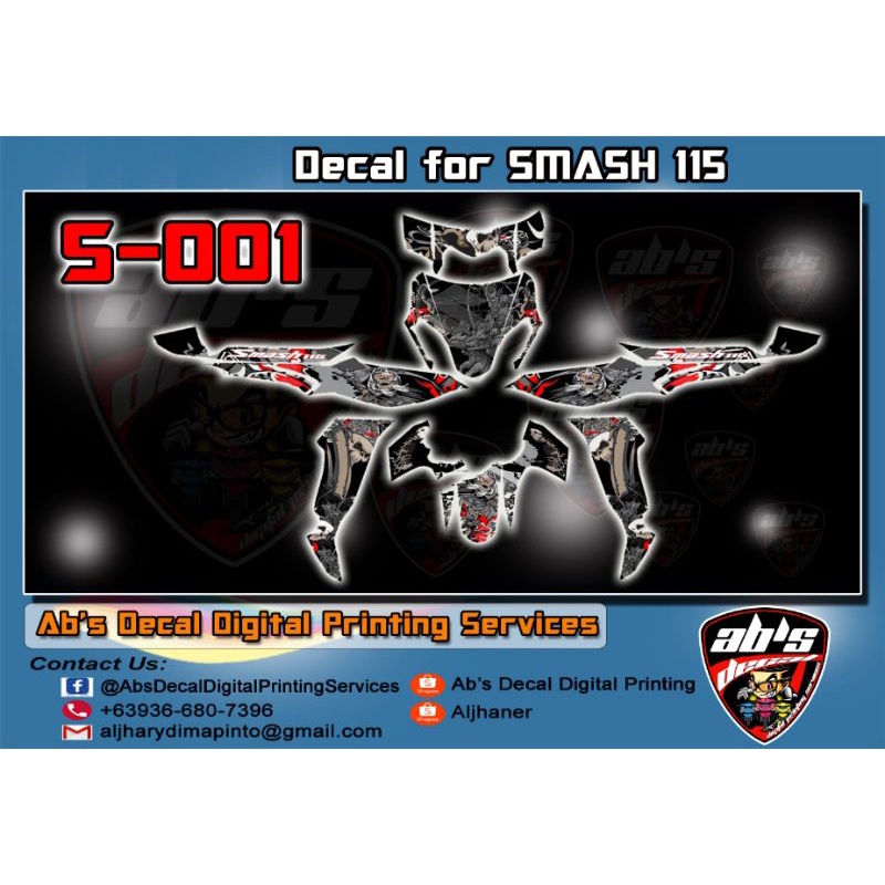 FULL DECALS for SMASH 115 with with FREE HELMET visor Sticker Hologram ...