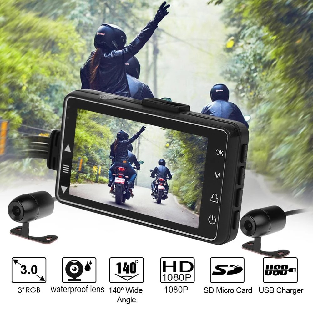 Motorbike Dash Cam DVR Front+Rear View Dash Camera Motorcycle Dash Cam Video Recorder View