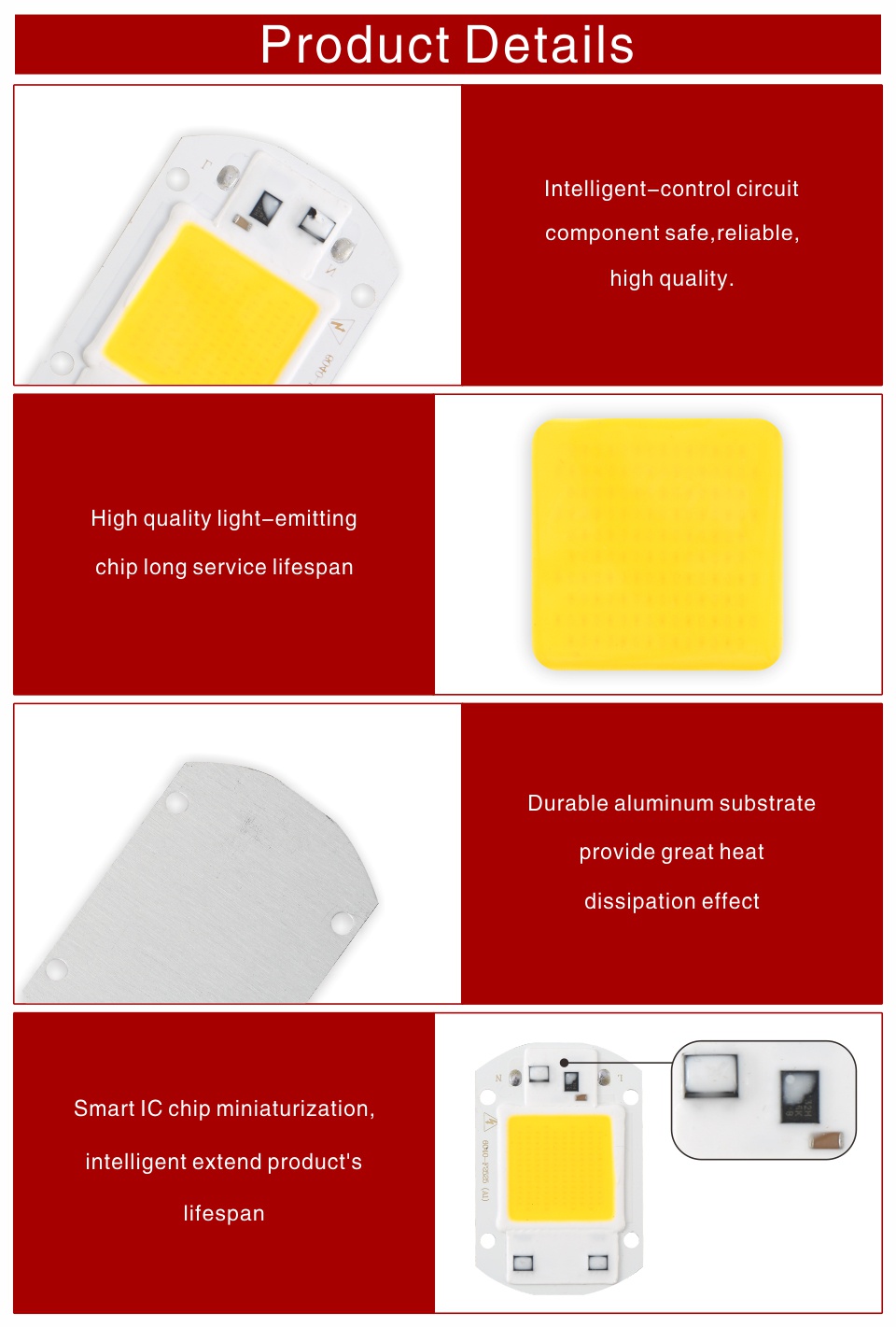 Got Liang LED Chip 10W 20W 30W 50W 220V COB Lamp Beads Smart IC No Need ...