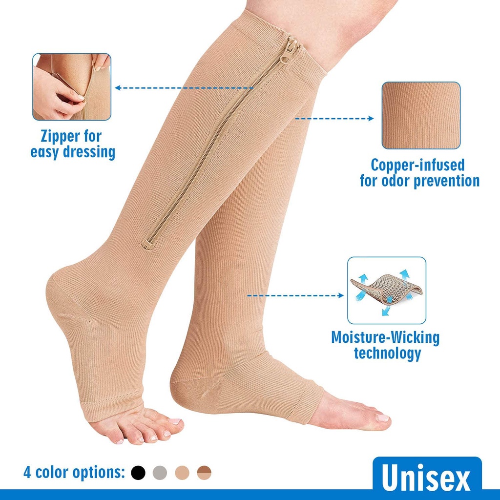 Zipper Compression Socks New Compression Zip Sox Socks Unisex Open Toe ...