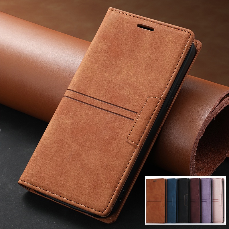 Leather Case For IPhone 14 13 12 Mini 11 Pro Xs Max XR I8 I7 I6s Plus SE  2020 Fashion Flip Wine Red Magnetic Purple Card Slot Soft Cover Case