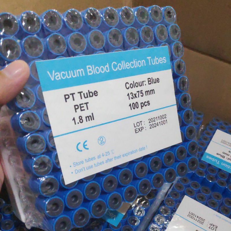 BLUE Top Tubes Blood Coagulation sodium citrate plastic Tubes 100's 1
