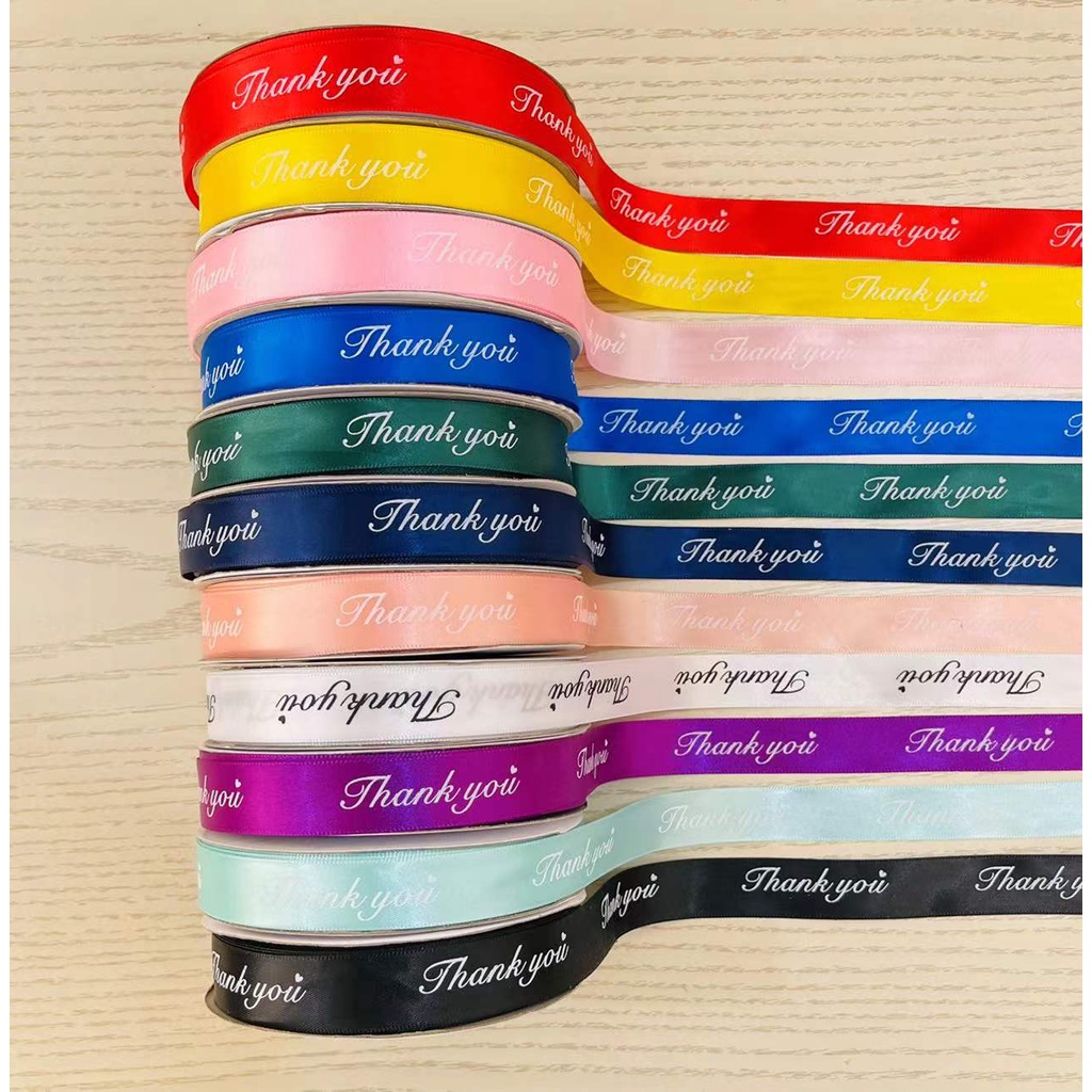 50Yards/Roll 2 cm Hot Stamping Printing Thank you Ribbon Cake Flowers ...