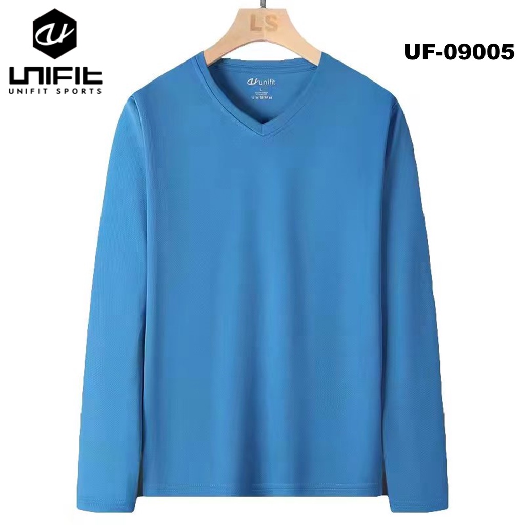 UNIFIT Men's Dri-Fit Casual Long Sleeve Shirts Plain V-Neck Uf-09005 ...
