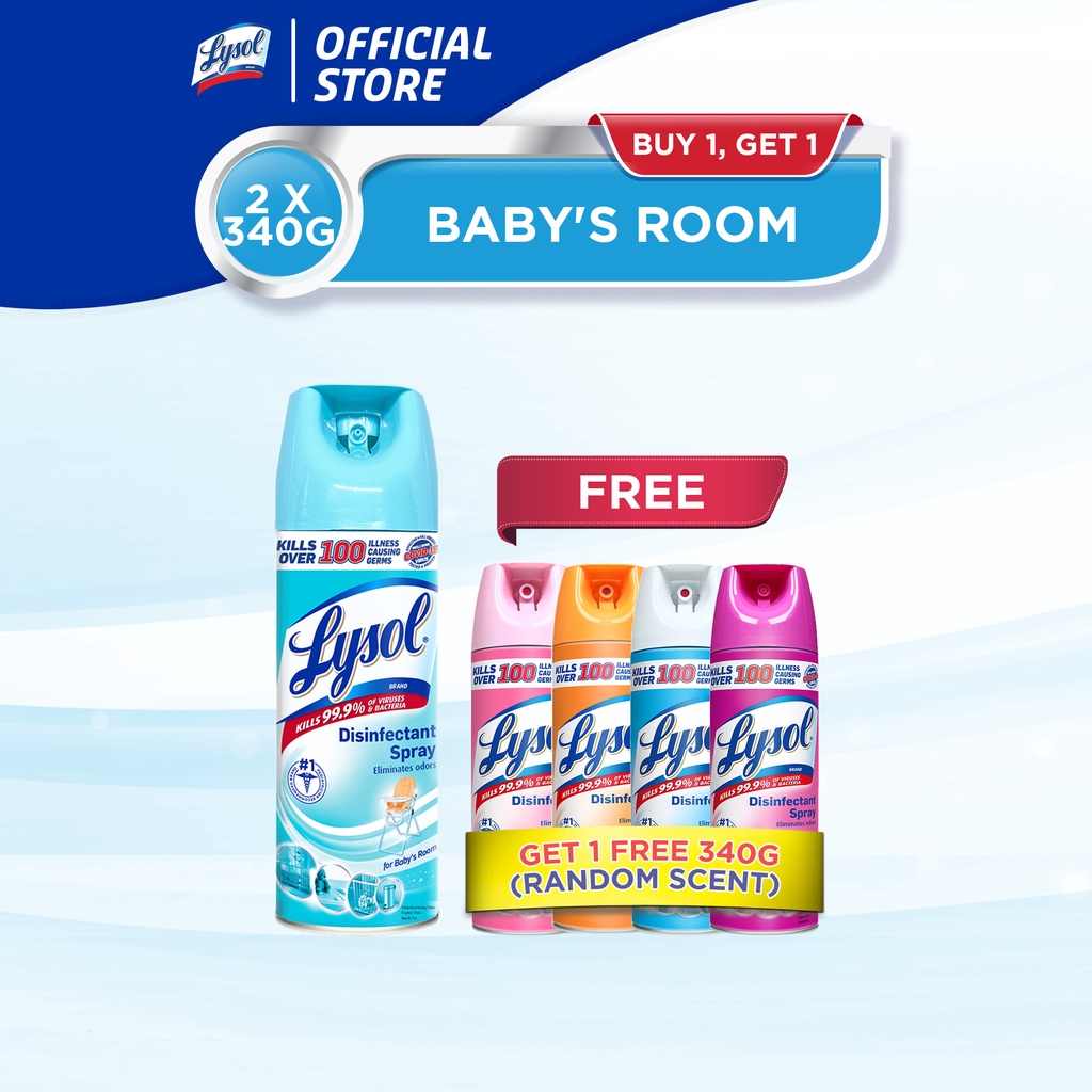 Lysol Disinfectant Spray Baby's Room Random Scent B1g1 340g Shopee