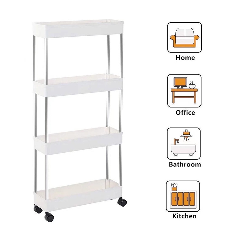 infinite 4 Layer Moving Rack Kitchen Storage Shelf Wall Bedroom Bathroom Organizer
