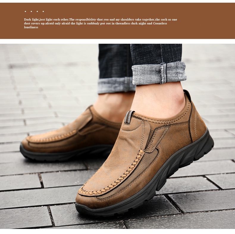 Men Casual Shoes Fashion Brand Comfortable 2025 Leather Shoes#KD826