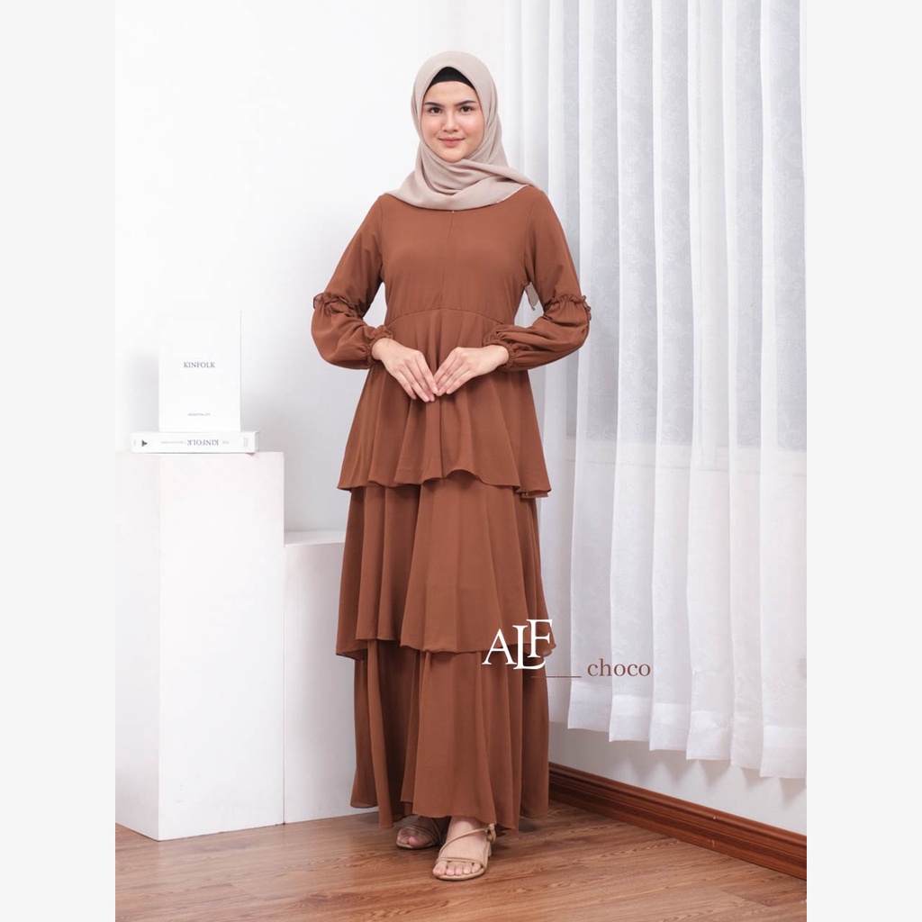 Choco Jelita Dress by Alfaina Gamis Susun Ceruty Babydoll | Shopee ...