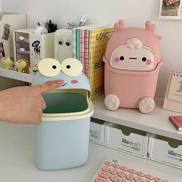 Cute Little Elk Desktop Flap Trash Can for Bedroom Dresser Keep Clean ...