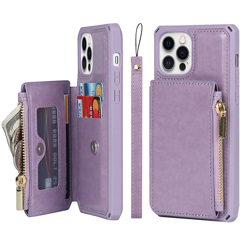 Double Card Slot Wallet Leather Shoulder Strap Case For iPhone 15 Pro Max  14Pro 13 12 Mini 11 X XR XS 7 8 Plus Phone Bag Cover