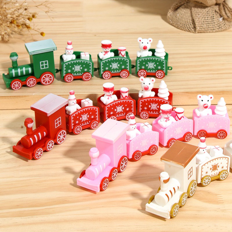 4PCS Plastic Christmas Train Merry Christmas Decorations For Home 2024