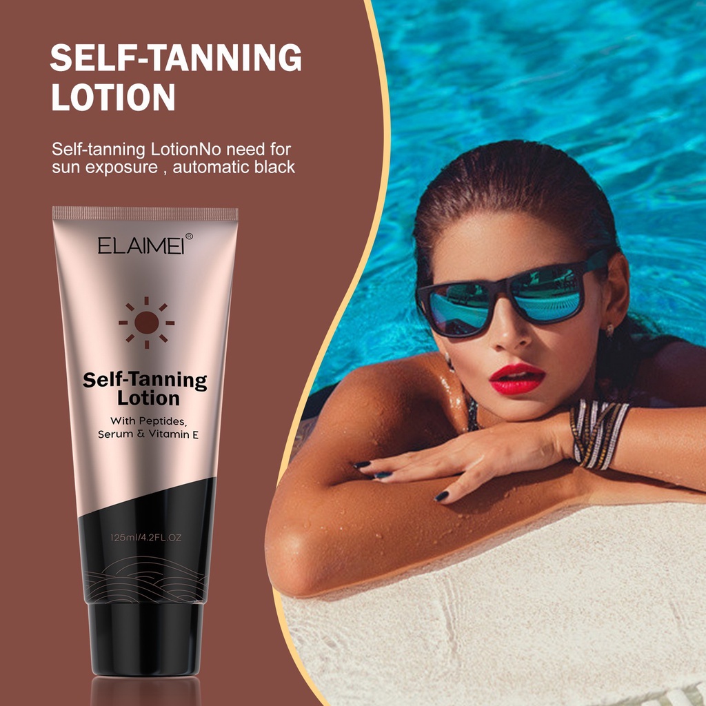 Elaimei sunscreen selftannigcream dark body lotion (bronze) Shopee