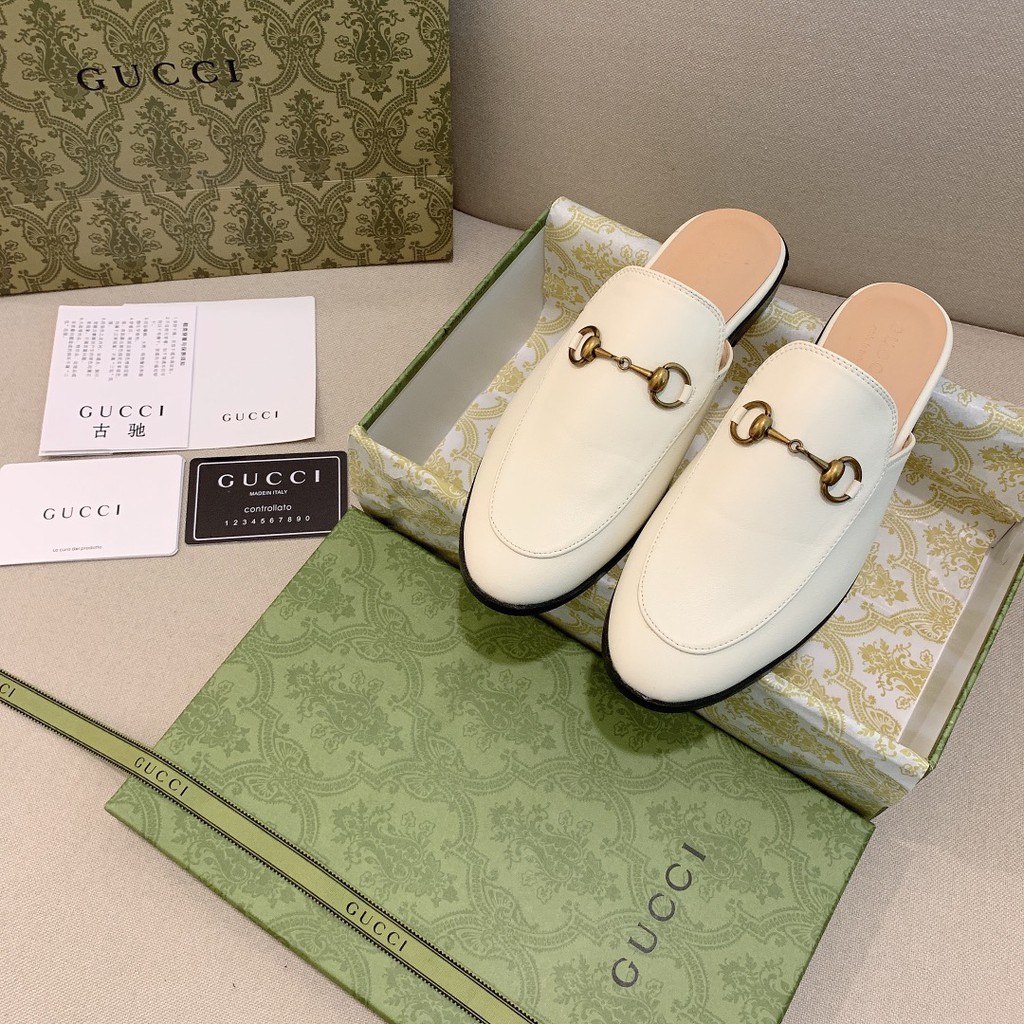 Spot GUCCI Muller shoes leather half slippers all match fashion women s shoes counter synchroniza Shopee Philippines