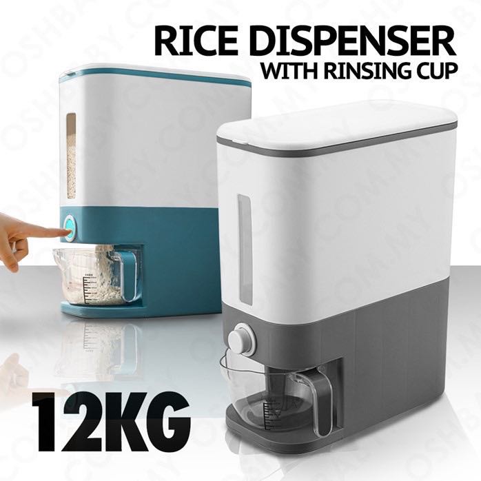 12kg Rice Storage Dispenser With Measuring Cup High Quality | Shopee ...